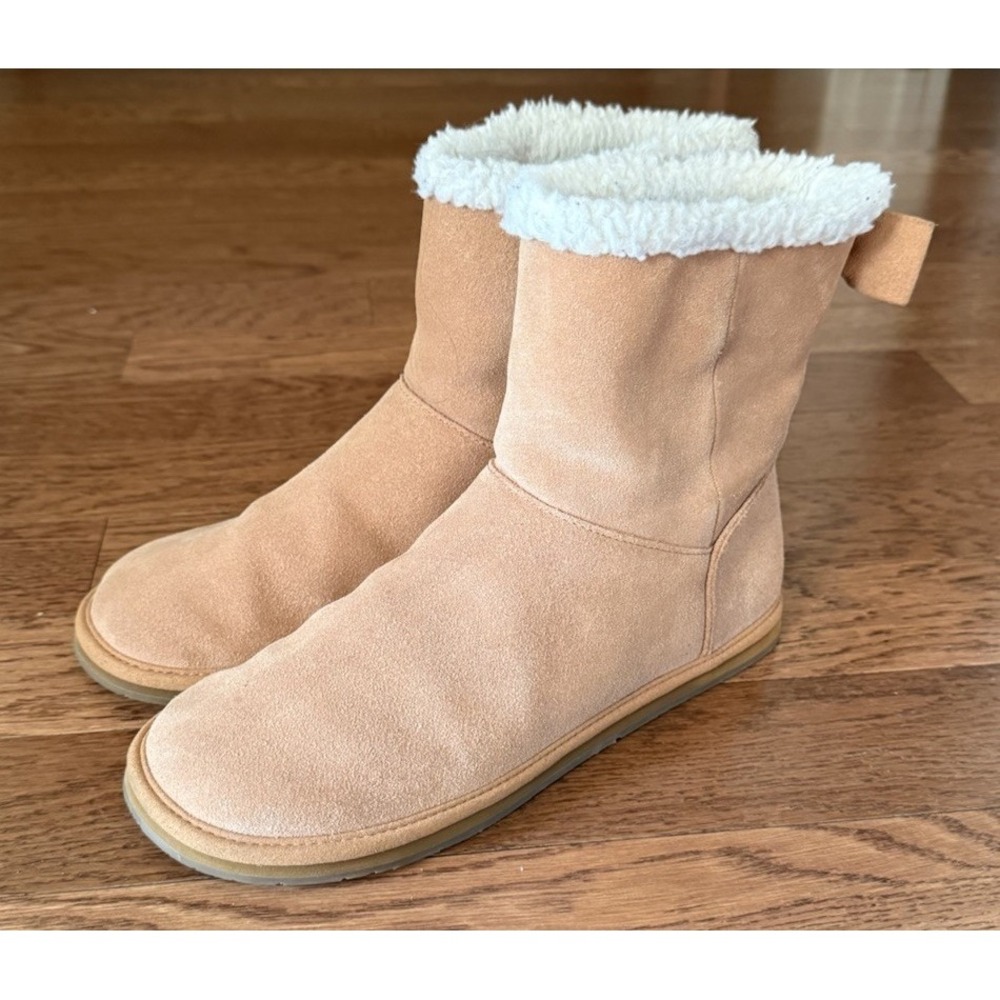Kate Spade Wonderland Boots Upper Leather Suede Faux Fur Lined‎ Tan Size 8